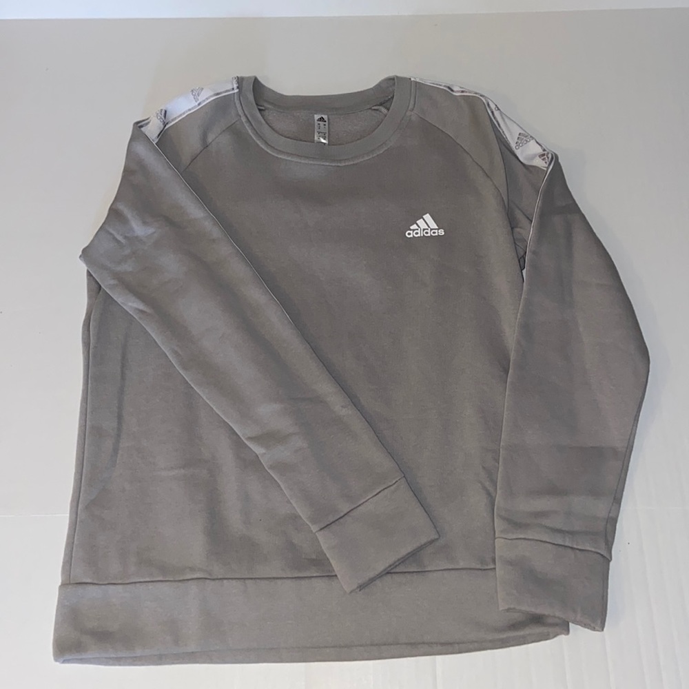 Adidas Women’s Large Crew Neck Gray And White Sweatshirt